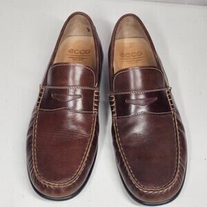 ECCO Driving Moccasin Penny Loafers Brown Leather Men's EU 47 / US 13-13.5